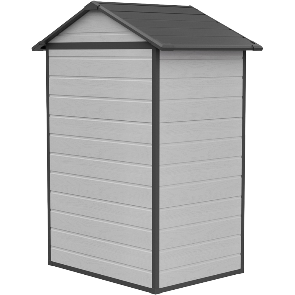 Living and Home 4.4 x 3.4ft Smokey Grey and Black Wood Grain Garden Storage Shed with Window Image 3