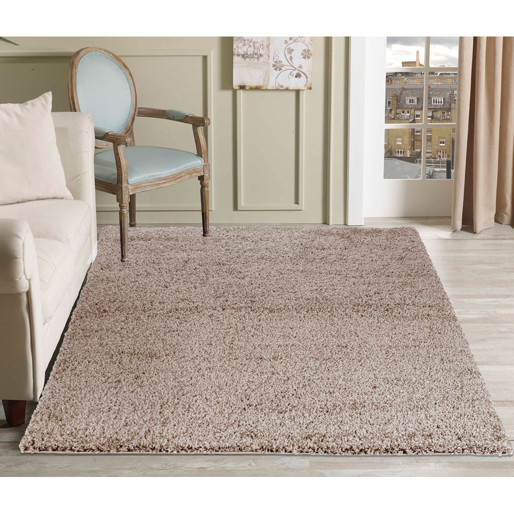 Desire Rugs Oxford Light Beige Plain Shaggy Runner Rug 60 x 220cm Image 5