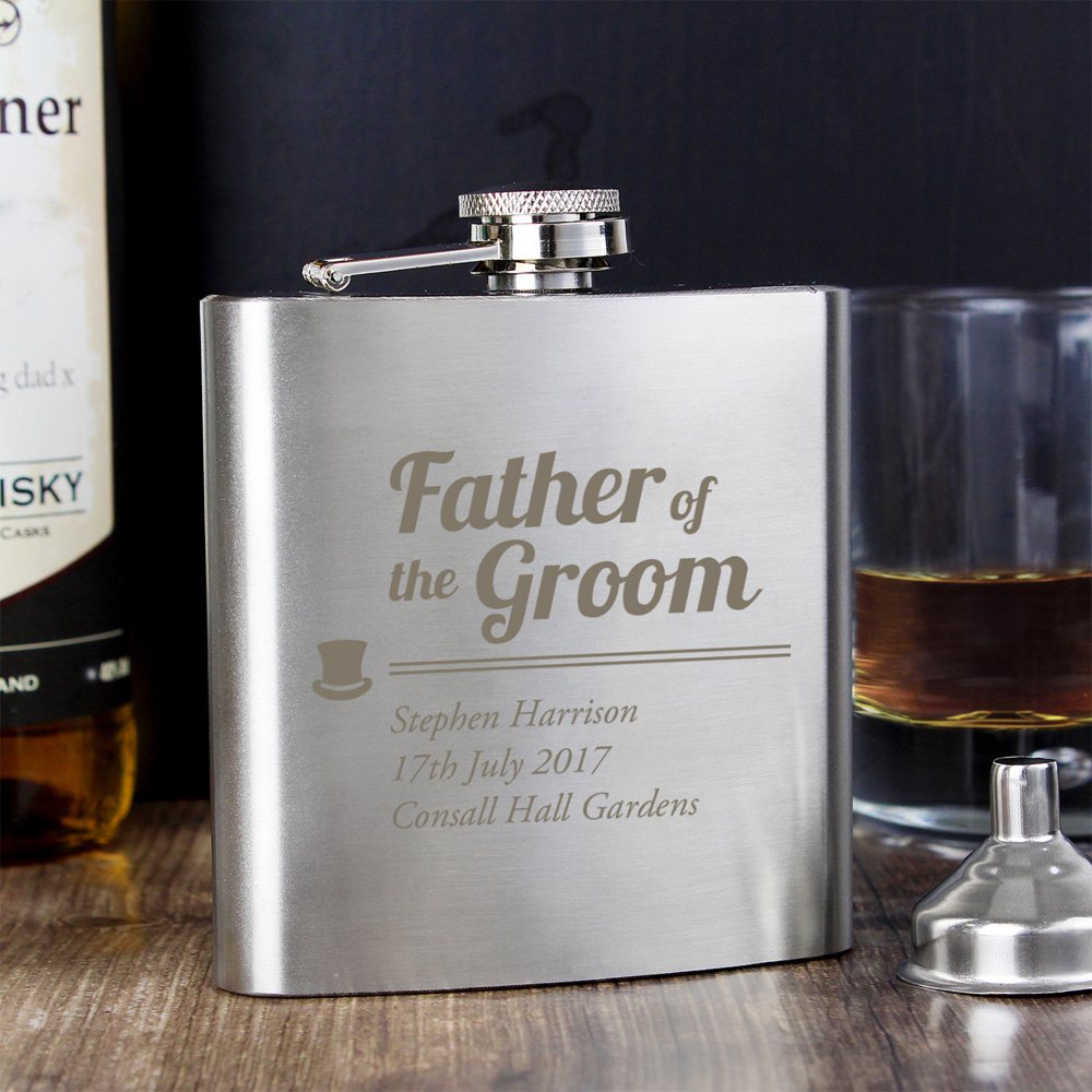 Personalised Memento Personalised Father of the Groom Hip Flask Image 3