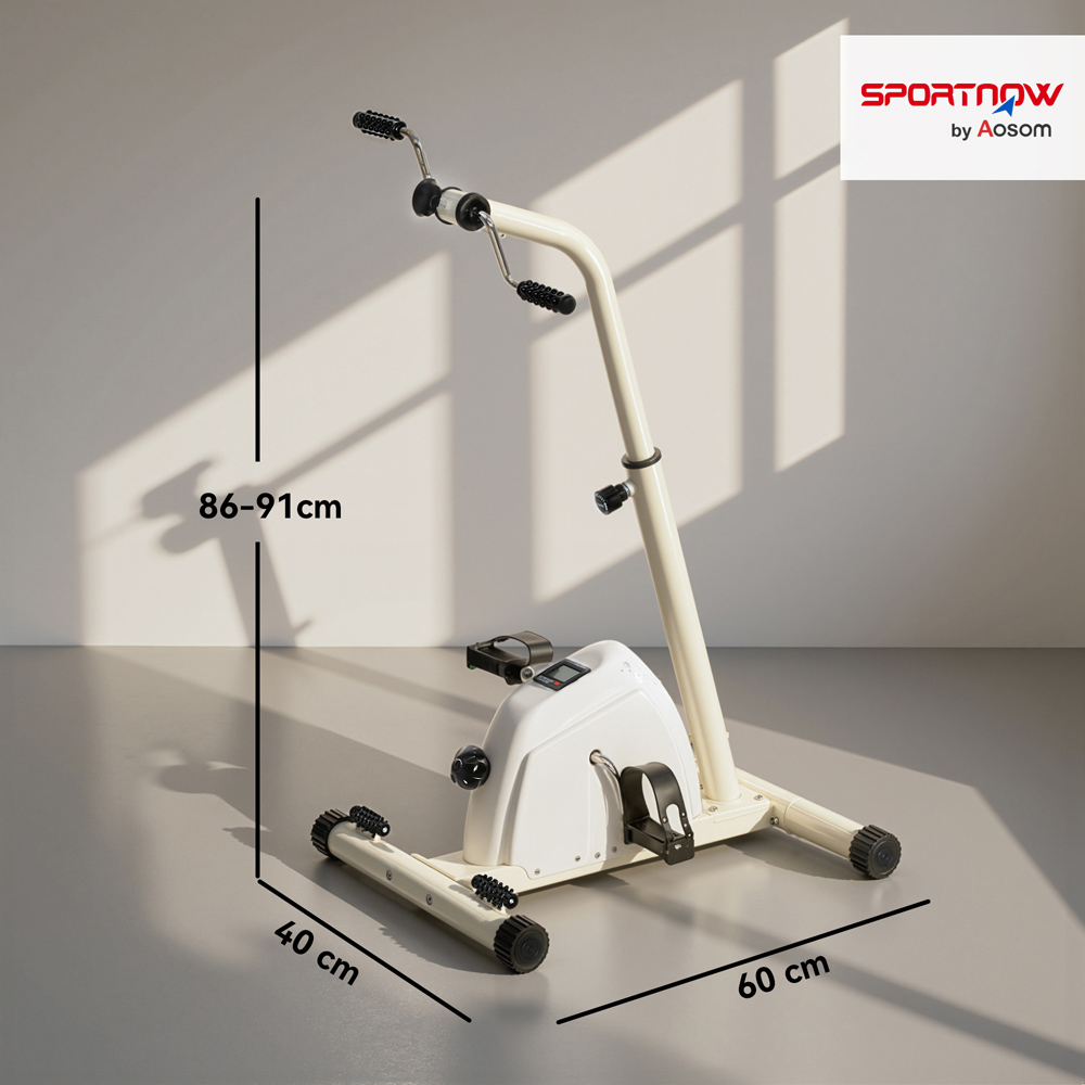 SPORTNOW White Seated Pedal Exerciser with Dual Massage and LCD Display Image 9
