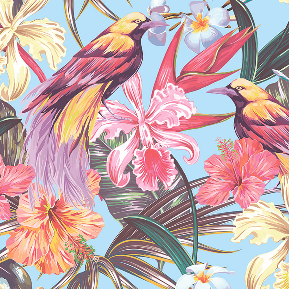 Origin Murals Watercoloured Petals Blue Wall Mural Image 2