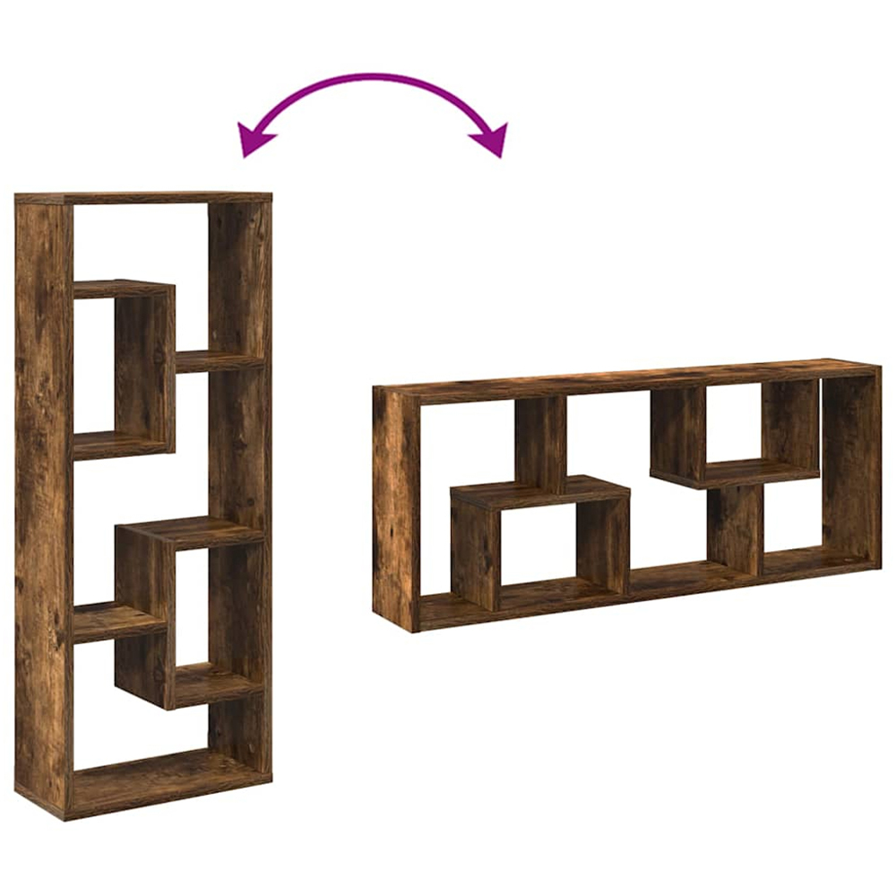 vidaXL 5 Shelf Smoked Oak Wooden Wall Shelf Image 8