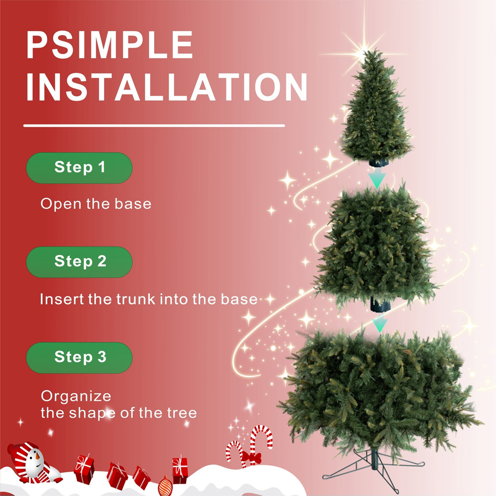 Abrihome 500 Warm White LED Pre-Lit Slim Artificial Christmas Tree with 1463 Mixed Tips 7.5ft Image 6