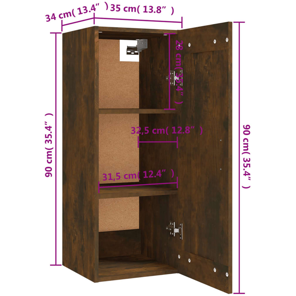 vidaXL Single Door Smoked Oak Hanging Cabinet Image 9