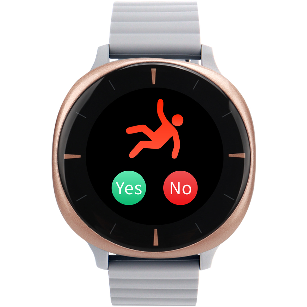 Audar E2-GR Grey and Rose Gold IoT Vital Sign Monitor Watch with Fall Detection and GPS SOS Alerts Image 4