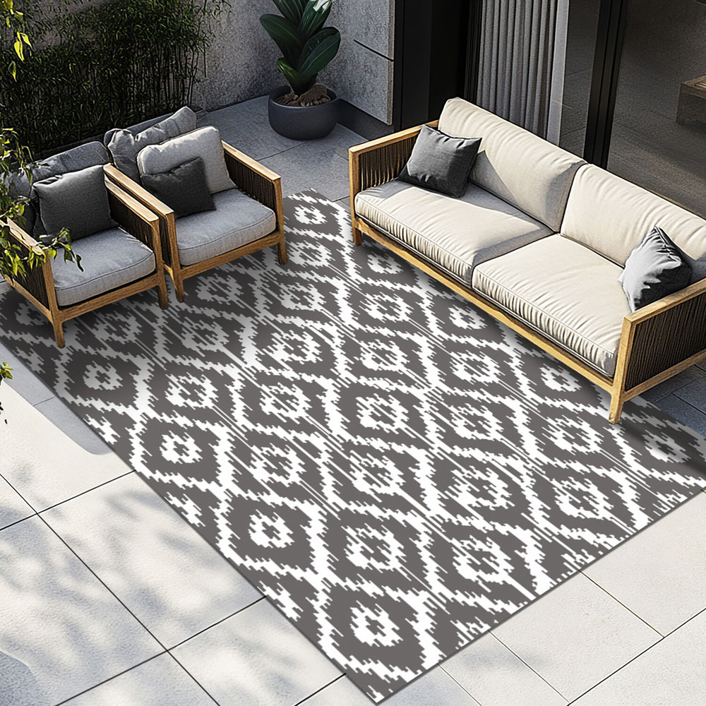 Diamond Haze Geometric Pattern Rug Charcoal Grey Image 6
