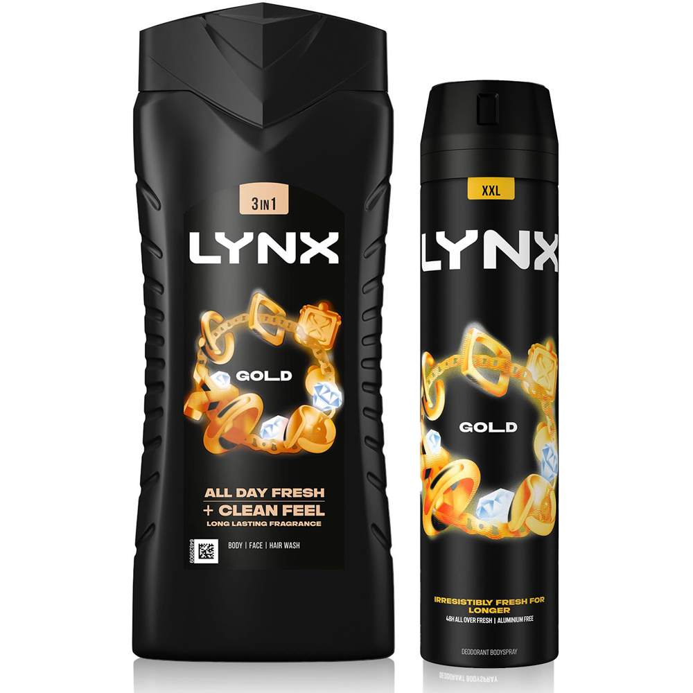 Lynx Gold Oud Wood and Fresh Vanilla Shower Gel 500ml and Body Spray 250ml 6 Pack Image 2