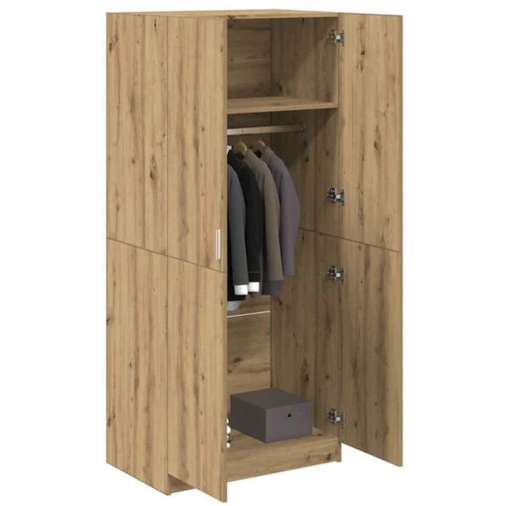 vidaXL 2 Door Artisan Oak Wooden Wardrobe Image 3