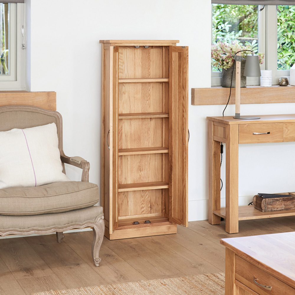 Baumhaus Mobel 4 Shelf Oak DVD Storage Cupboard Image 3