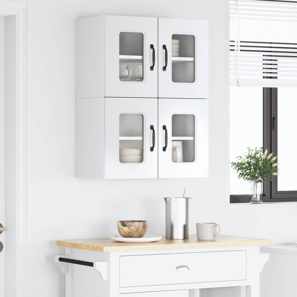vidaXL Kalmar 2 Door High Gloss White Wall Kitchen Cabinet 2 Pack Image 9