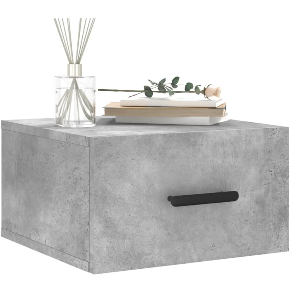 vidaXL Singe Drawer Concrete Grey Wall Mounted Bedside Table Image 3