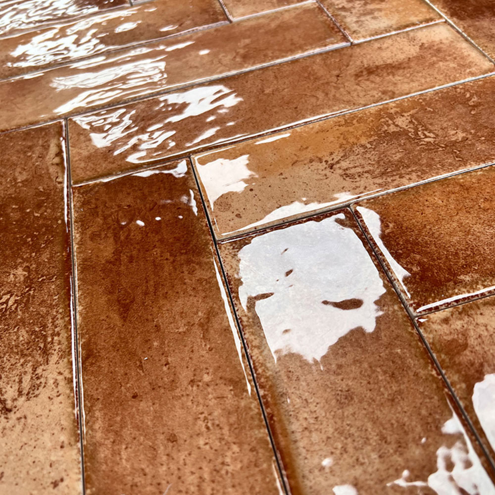 Top Ceramics Metro Brick Red Gloss Flat Bumpy Ceramic Wall Tile 65 x 250mm 0.82sqm Image 5