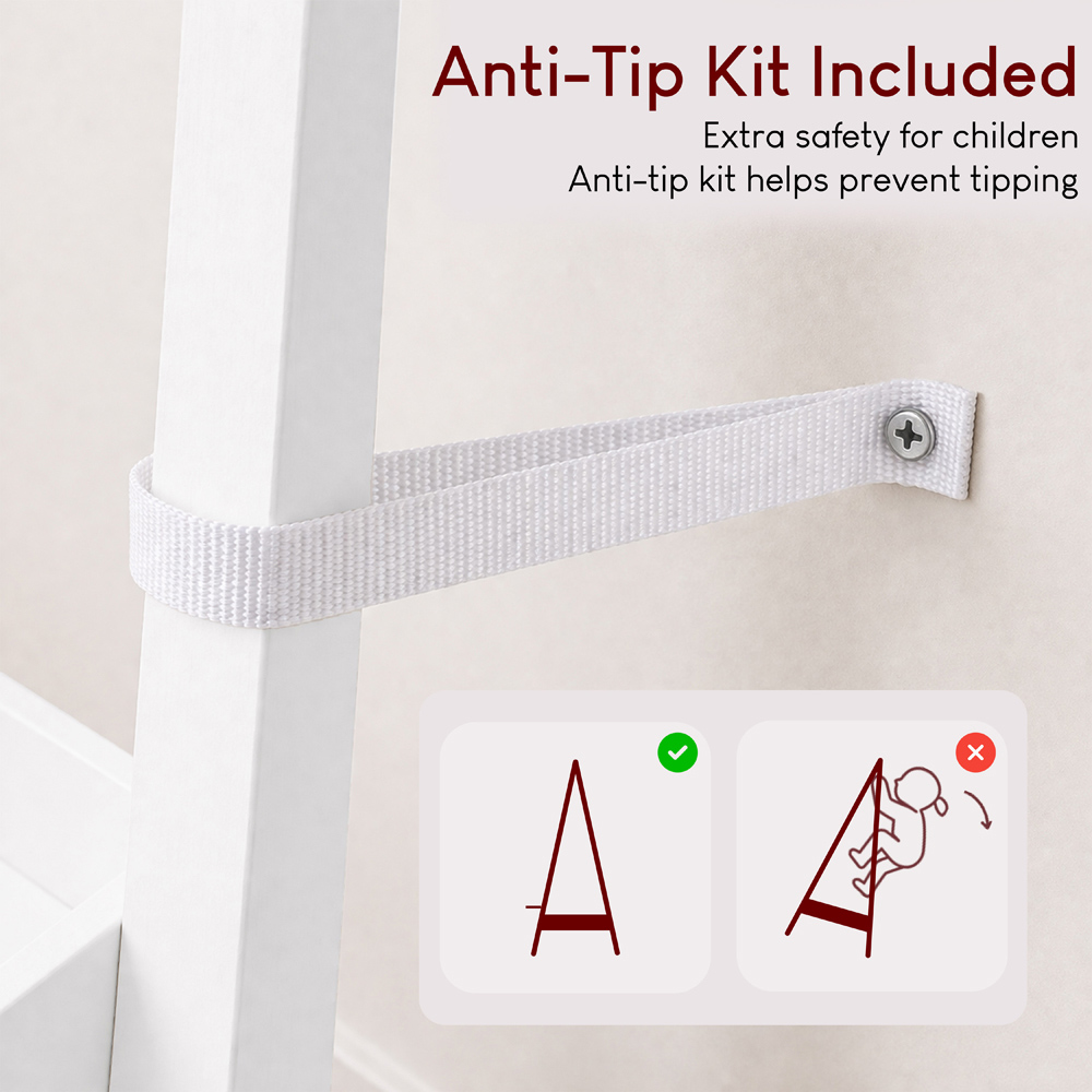 JUNIOR VIDA White Kids Clothes Rack with Storage Shelf Image 8