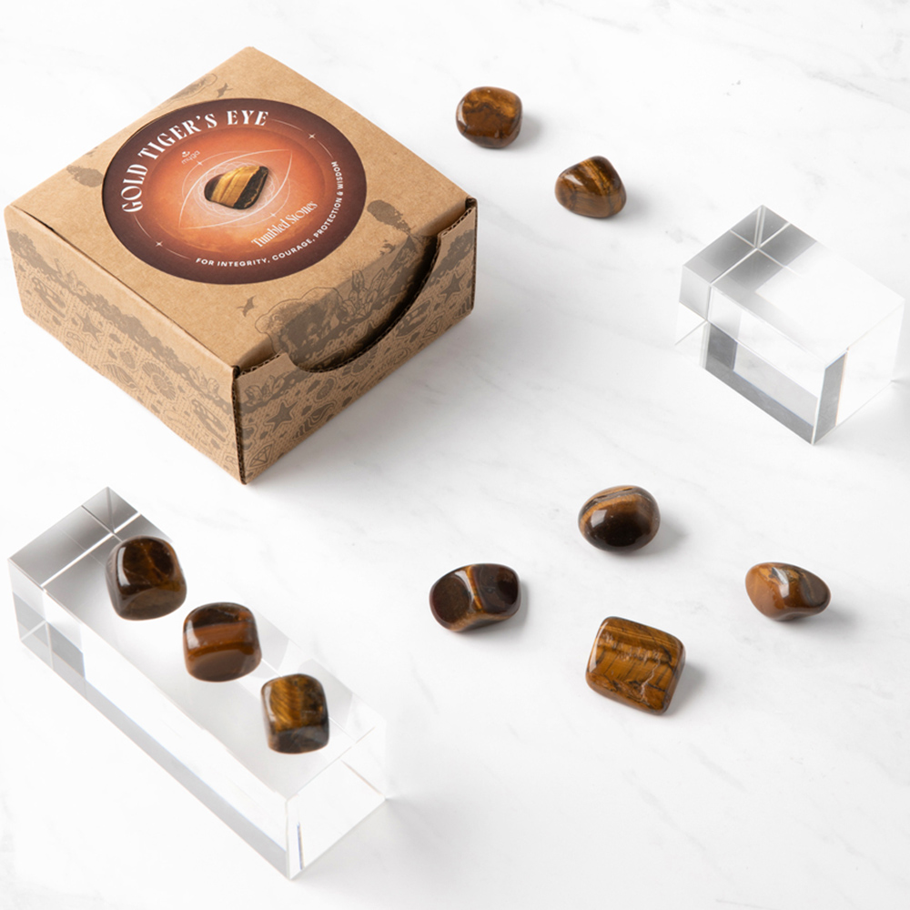 Myga 50 Piece Tiger Eye Tumbled Stone Display Image 2