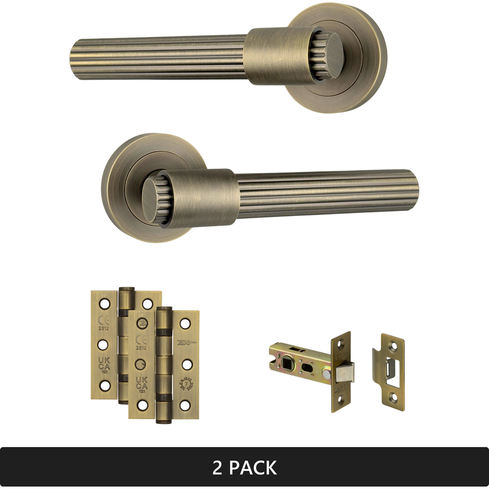 AXS Hardware Nevada Antique Brass Latch Door Handles on Rose 2 Pack Image 7