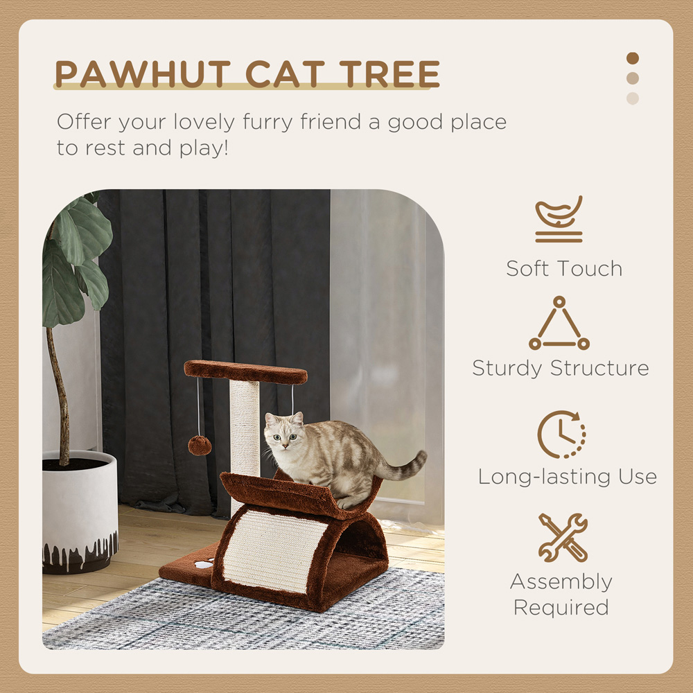 PawHut 43cm Brown Cat Activity Tree Image 4