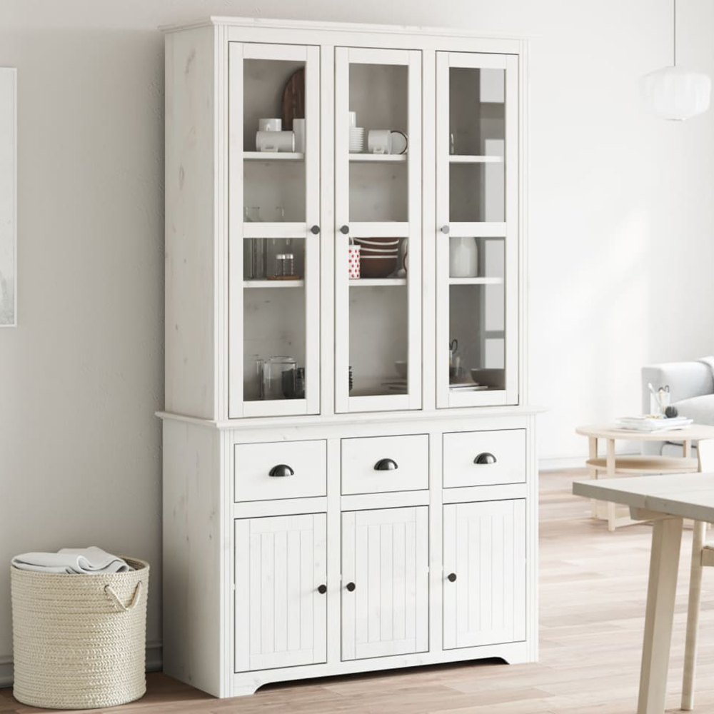 vidaXL 6 Door 3 Drawer White Pine Wood Highboard Image 1