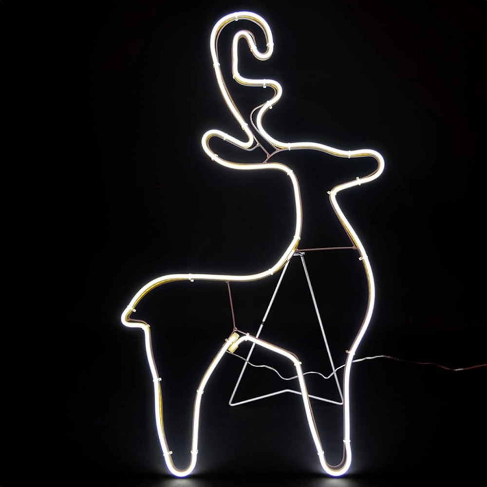 Shatchi Reindeer Neon Rope Light Silhouette LED Outdoor Christmas Decoration Image 1