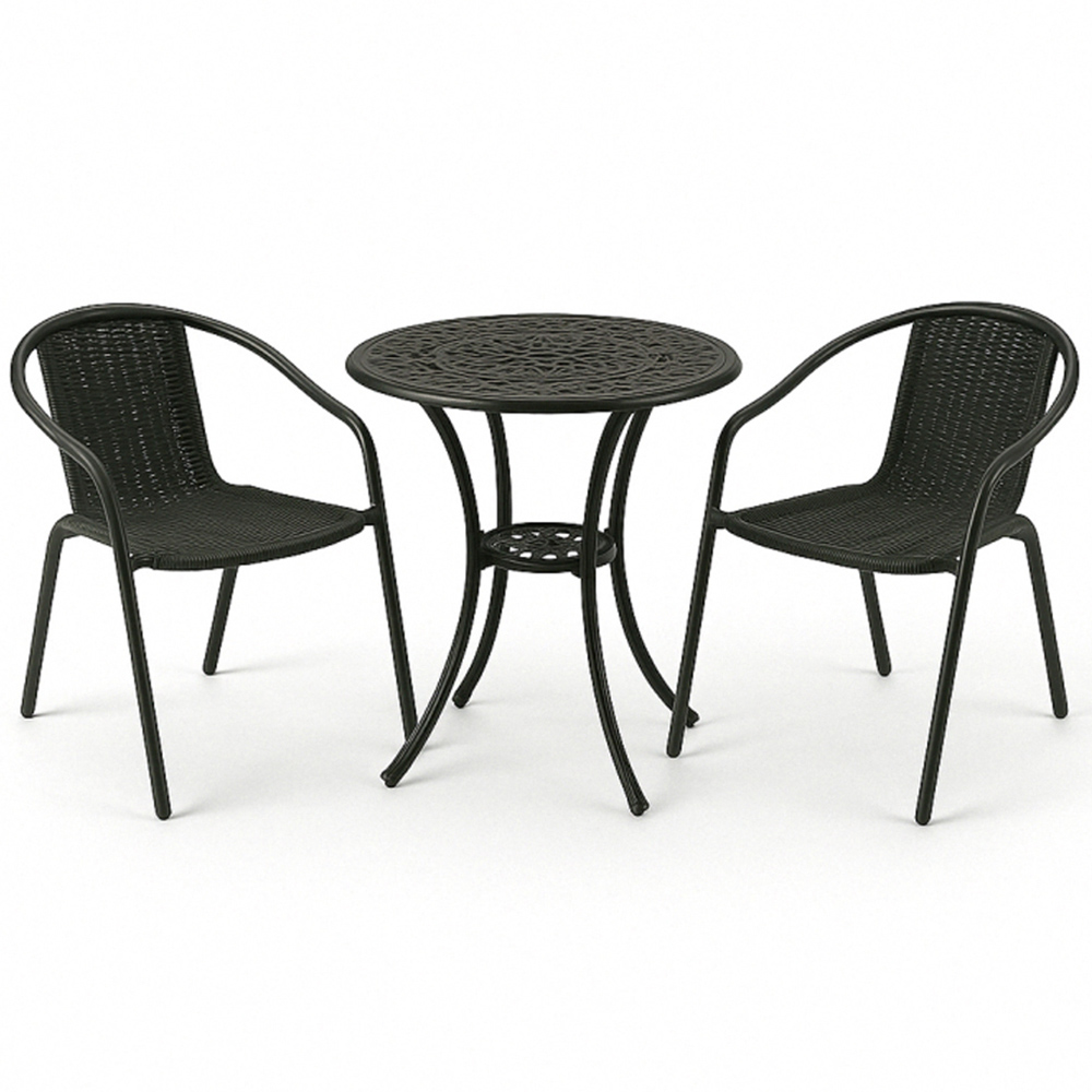 Living and Home 3 Seater Cast Aluminium Bistro Set Image 2