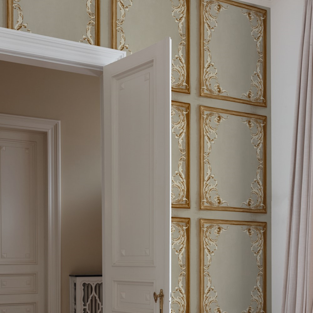 Grandeco Rococo Plaster Panel Neutral Beige Wallpaper By Paul Moneypenny Image 3