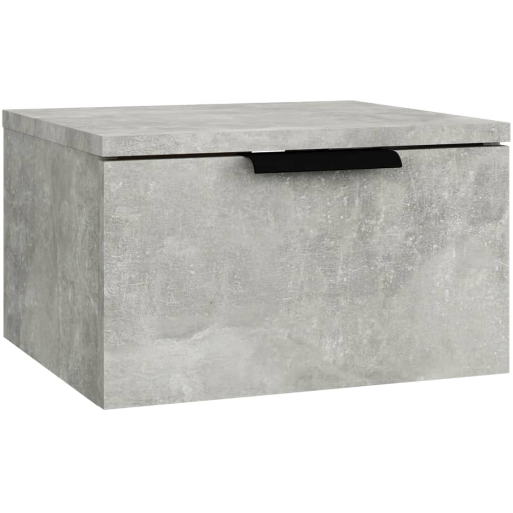 vidaXL Single Drawer Concrete Grey Wall-Mounted Bedside Cabinet Image 2