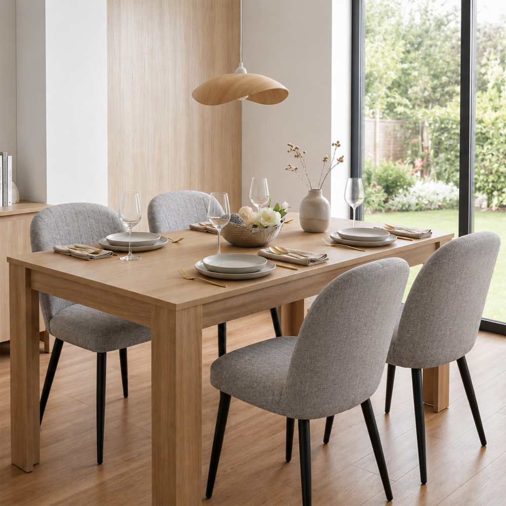 Kosy Koala 4 Seater Wooden Effect Dining Set Grey and Light Oak Image 2