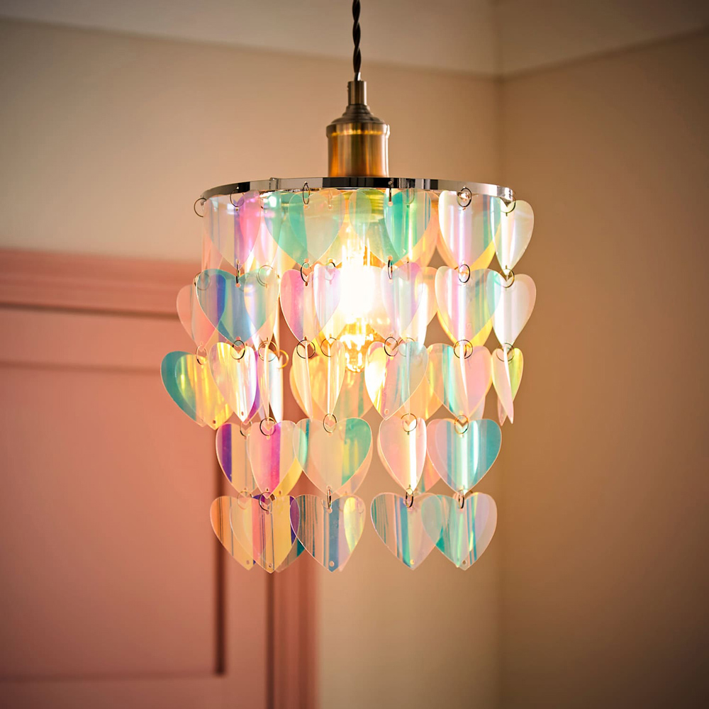 ValueLights Orla 2-Tier Iridescent Hearts Easy Fit Lamp Shade Image 2