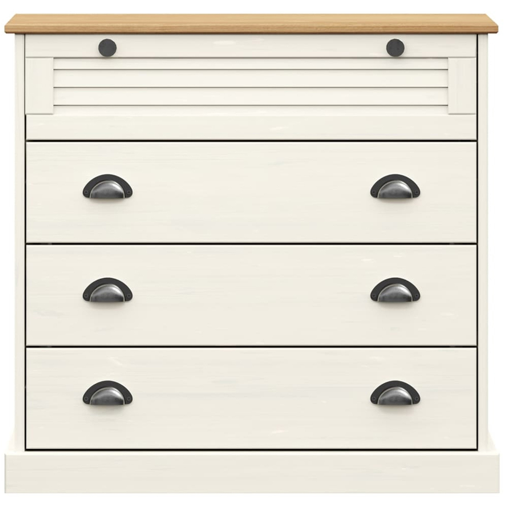 vidaXL Vigo 4 Drawer White Solid Pine Wood Chest of Drawers Image 4