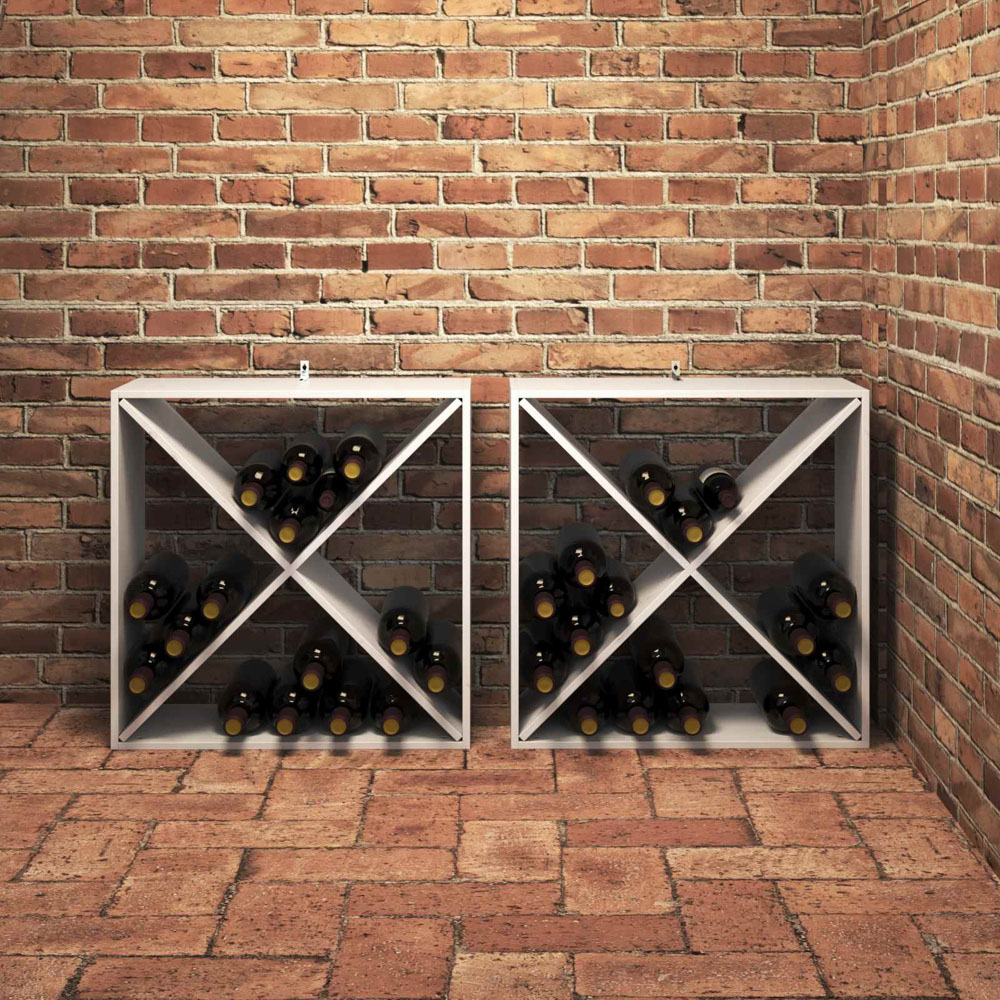 vidaXL 4 Shelf White Freestanding Wine Rack Set of 2 Image 2