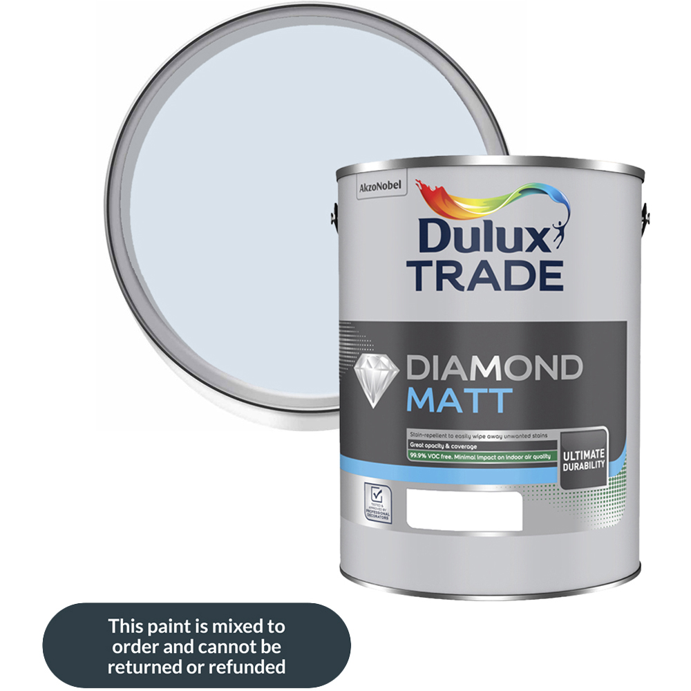 Dulux Trade Blueberry White Walls and Ceilings Diamond Matt Paint 5L Image 1