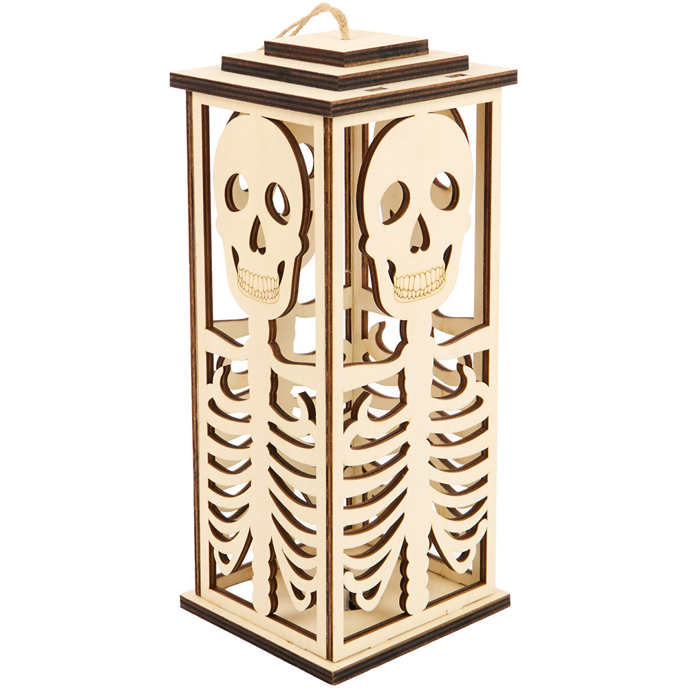 LED Skull or Spider Wooden Lantern Image 3