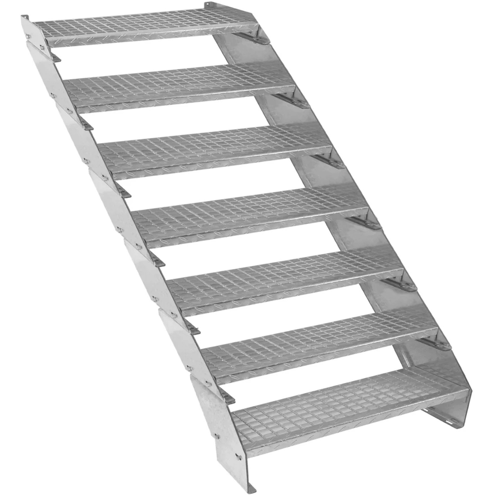 MonsterShop 7 Section Adjustable Galvanised Staircase 900mm Image 1