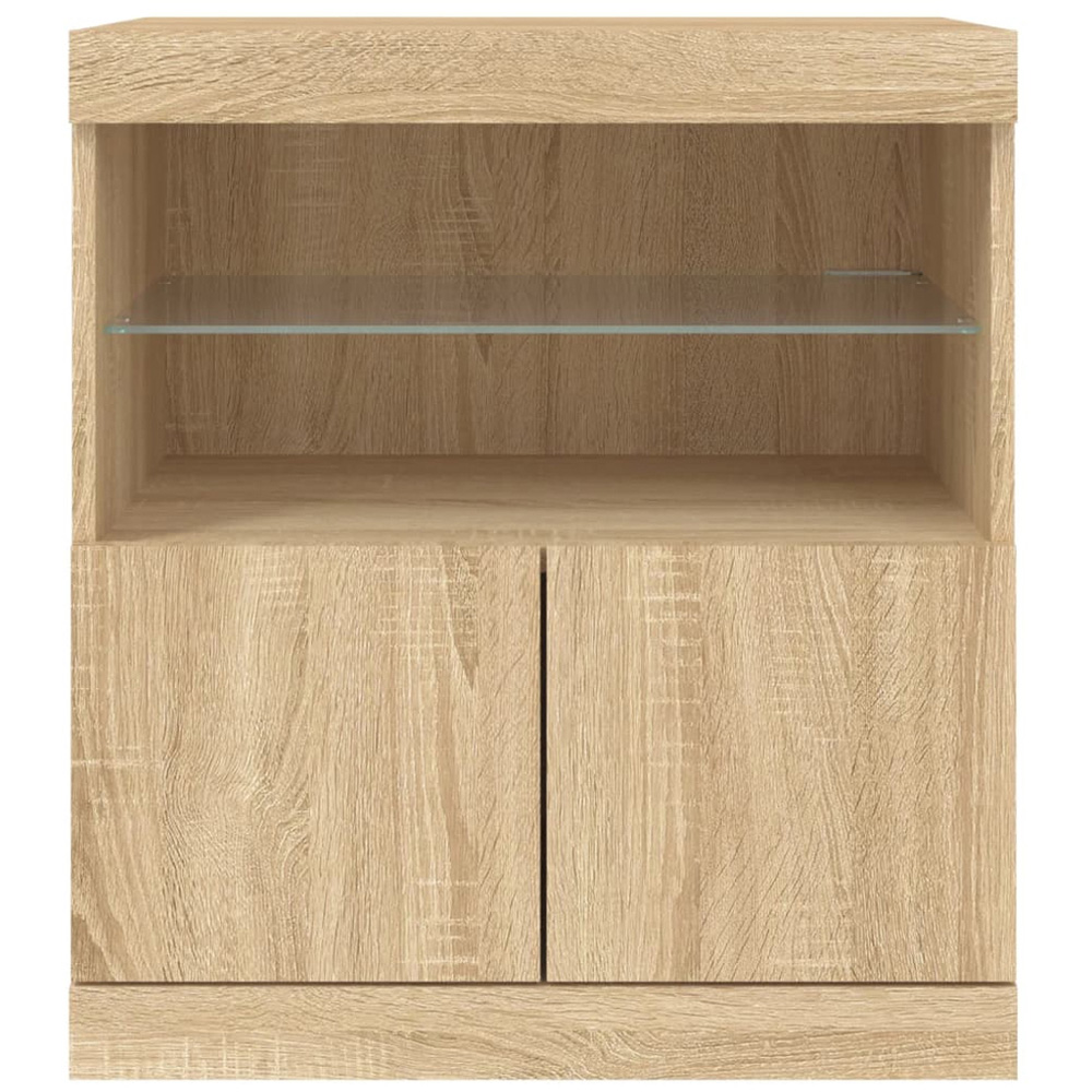 vidaXL 2 Door 2 Shelf Sonoma Oak LED Sideboard Image 5