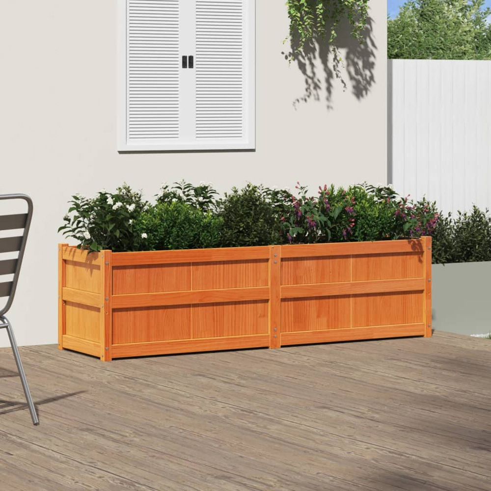 vidaXL Wax Brown Solid Pine Wood Garden Planter 180 x 50 x 50cm Image 2