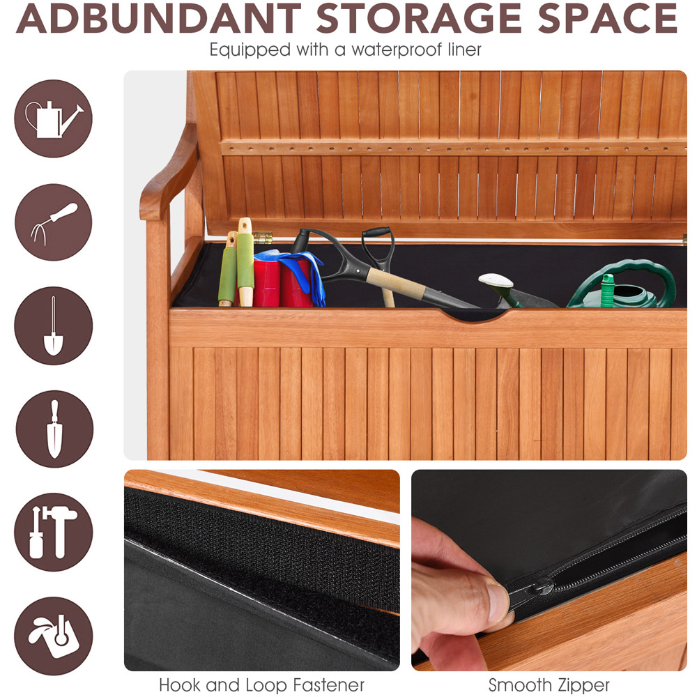 Costway Eucalyptus Patio Storage Bench Image 6