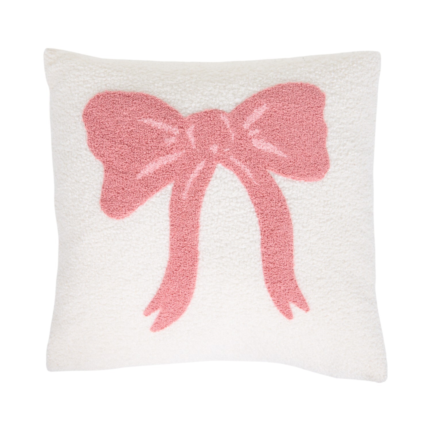 Teddy Fleece Bow Cushion Pink Image 1