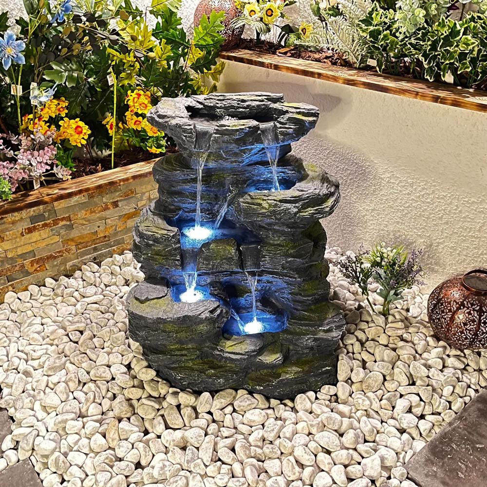 Tranquillity Hokah Falls Rock Effect LED Solar Water Feature Image 2
