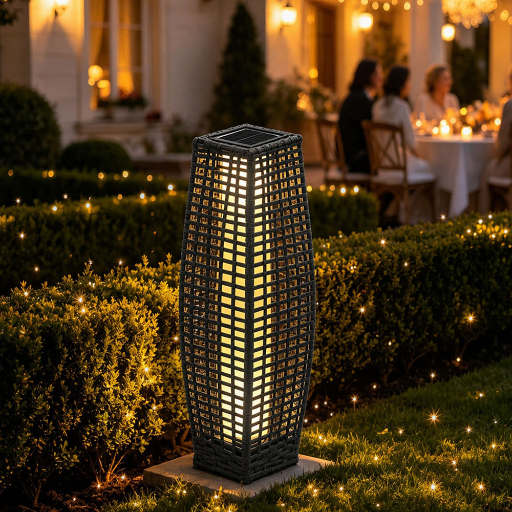 Gr8 Garden Solar LED Light Grey Rattan Garden Lantern Image 4
