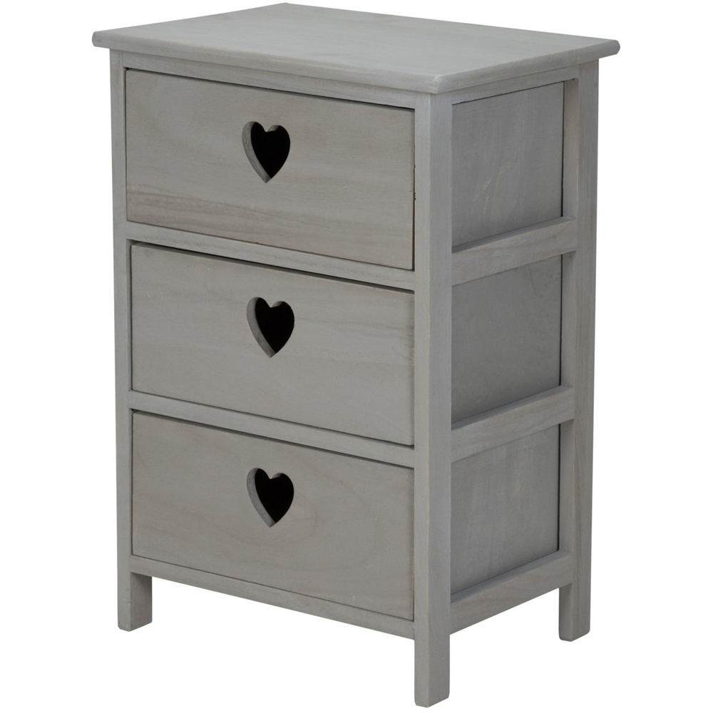 Hearts 3 Drawer Grey Storage Unit Image 2