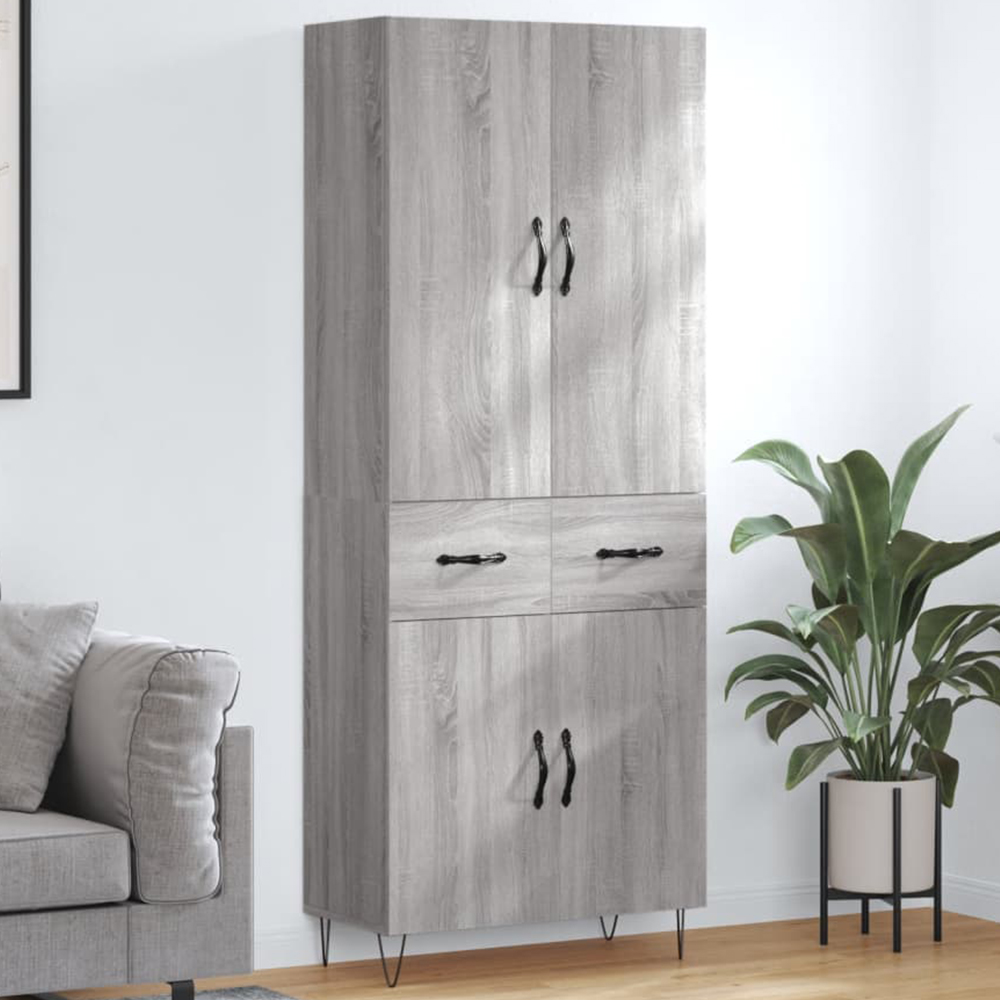 vidaXL 4 Door 2 Drawer Grey Sonoma Highboard Image 1