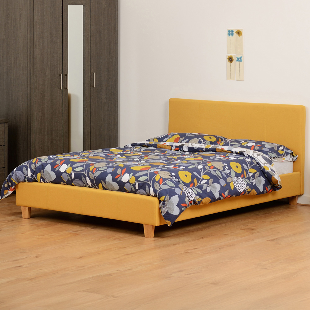 Seconique Prado Double Mustard Fabric Bed Image 1