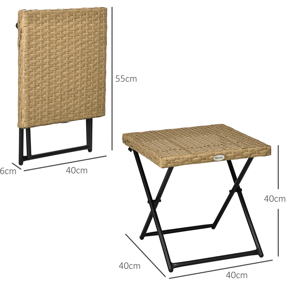 Outsunny Natural Rattan Folding Side Table Image 7