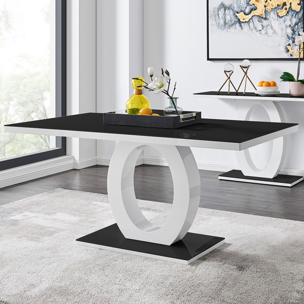 Furniturebox Lucia 6 Seater Black Dining Table Image 1