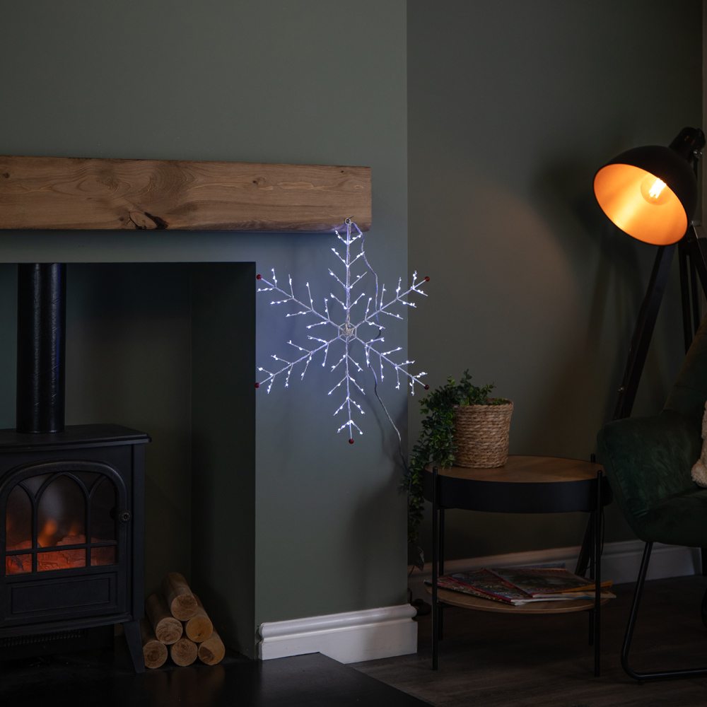 Samuel Alexander White LED Light Up Metal Christmas Snowflake Decoration Image 3