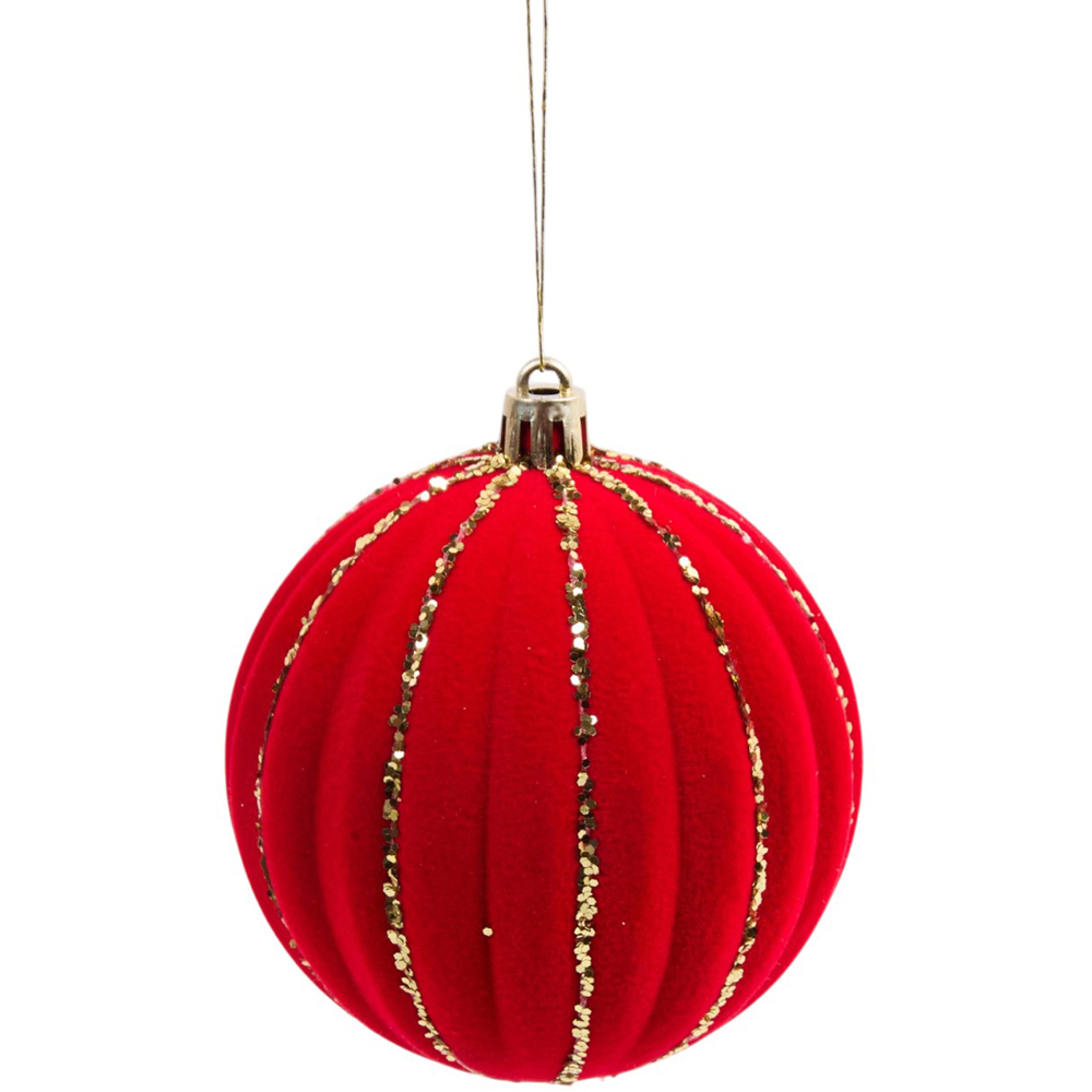 Pack of 4 Flocked Glitter Baubles Image 5