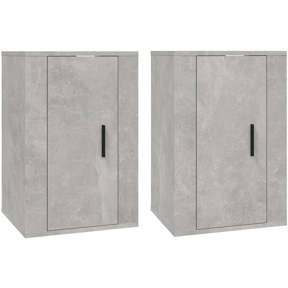 vidaXL Single Door Concrete Grey Wall Mounted TV Cabinet Set of 2 Image 2