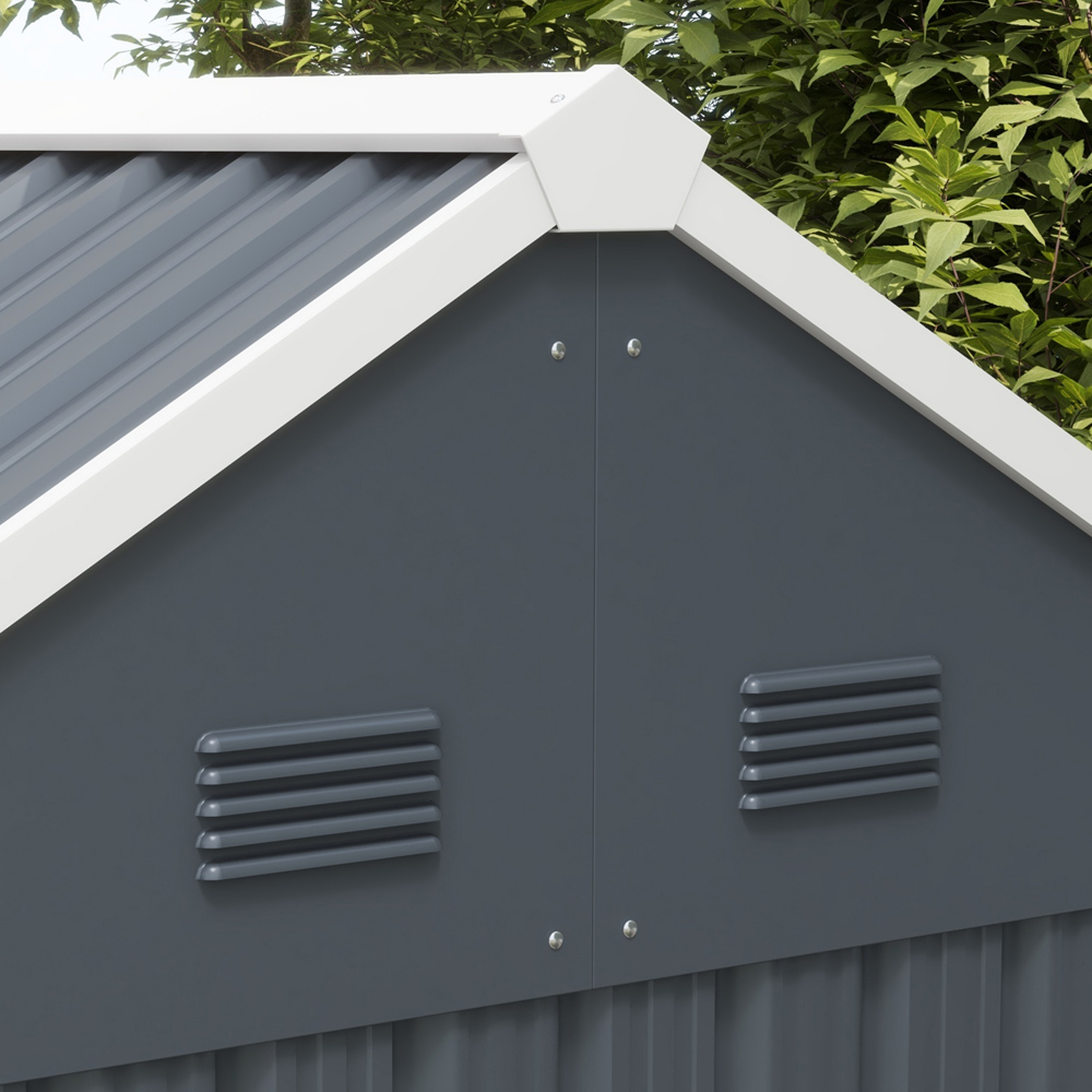 Outsunny 7 x 6ft Dark Grey Single Door Metal Outdoor Storage Shed Image 3