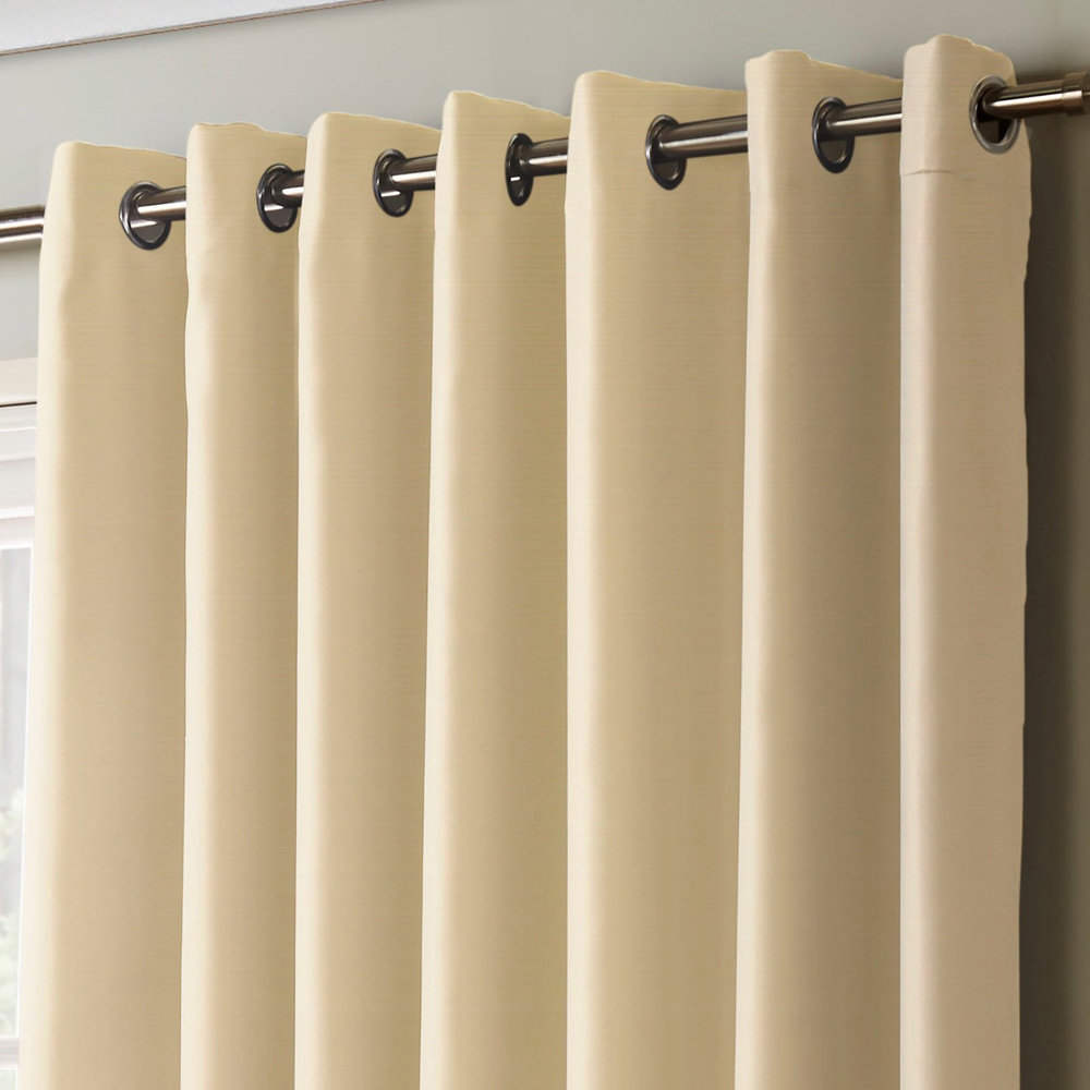 Alan Symonds Essential Cream Plain Ring Top Eyelet Curtains 117 x 183cm Image 3