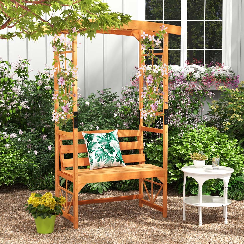 Costway 2 Seater 6 x 4ft Yellow Garden Arbour with Trellis Image 1