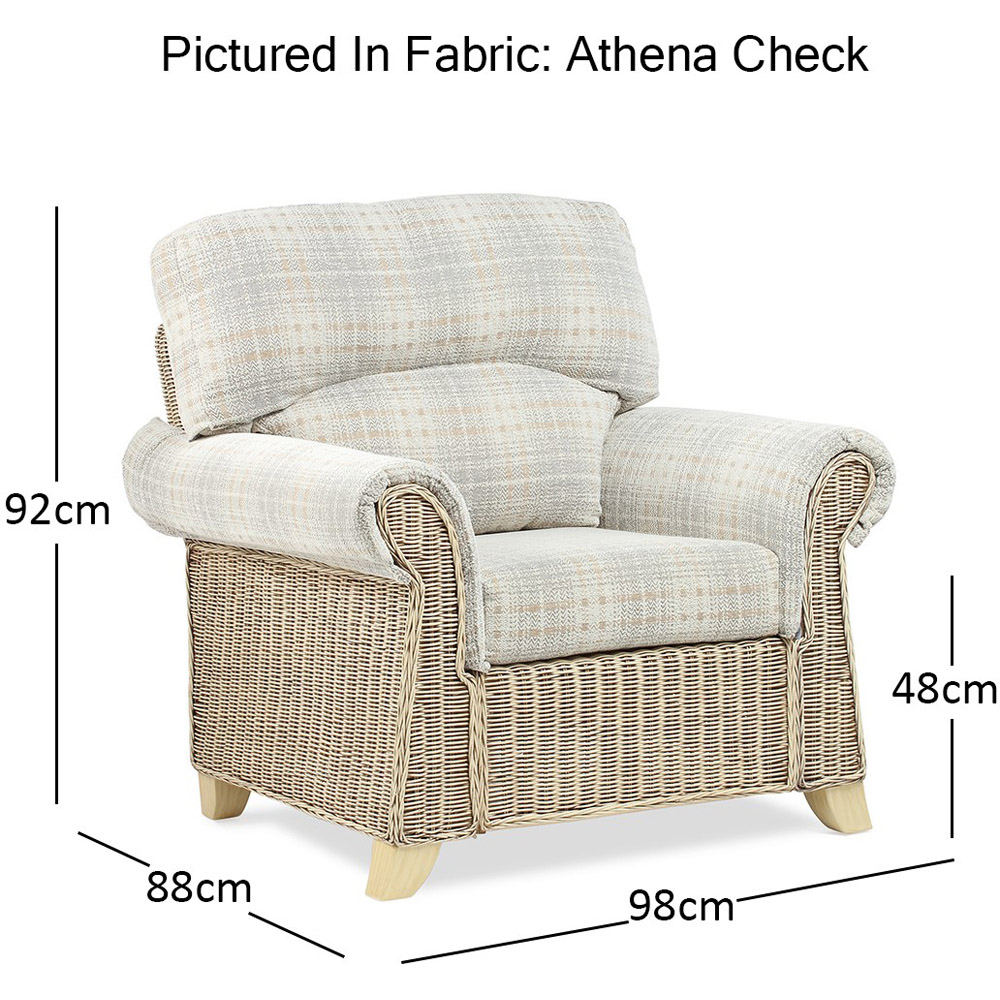 Desser Clifton Natural Rattan Check Fabric Armchair Image 5